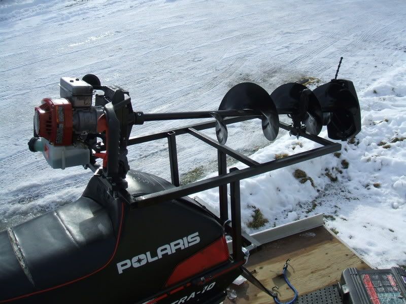 auger holder for snowmobile Ice Fishing Fishing, Hunting & Outdoor