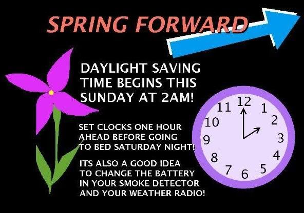 Time change this week-end--SPRING FORWARD.... - Low Carb Friends
