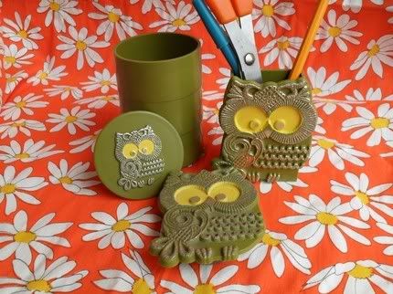 etsy,vintagefunland,vintage,bellavintage,desk set,owl