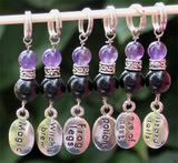 Sale! Witchy Stitch Markers ~ Amethyst & Onyx  ~ DED ~