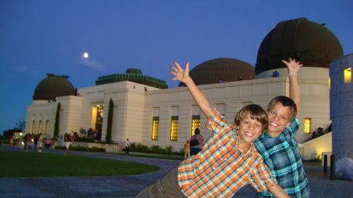 Young Twins in front of Griffith Observatory