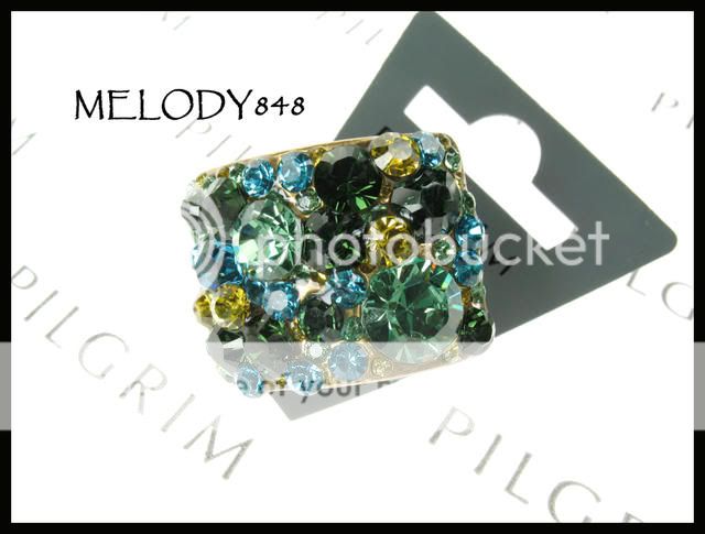 PILGRIM Bracelet CAMEO BIRD Lattice Charm Swarovski & Enamel Gold Blue 