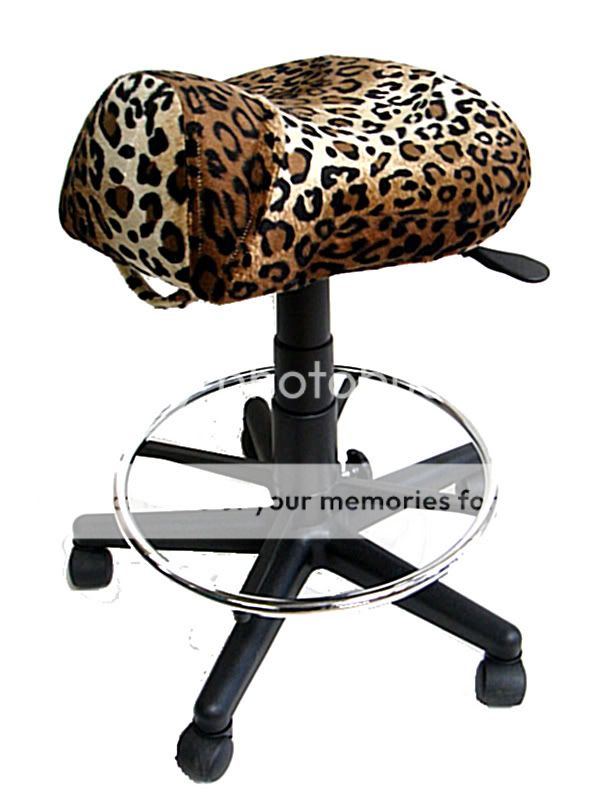 SADDLE STOOL CHAIR (Leopard Fabric Print)  